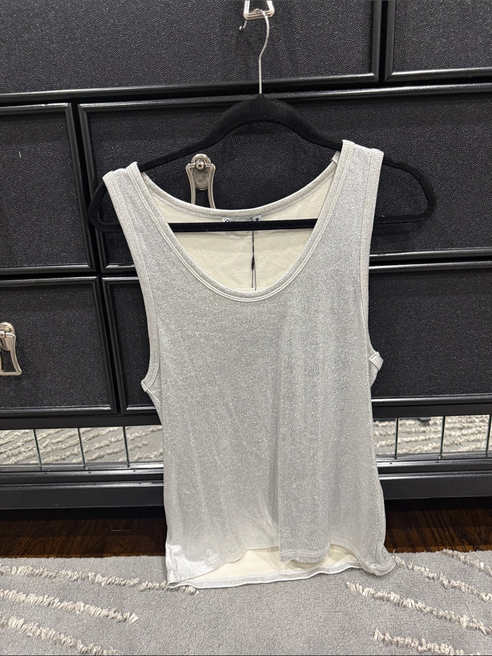 Zara Silver Sparkle Scoop Neck Tank